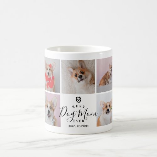 Personalized Handwritten Best Dog Mom 9 Photo Coffee Mug