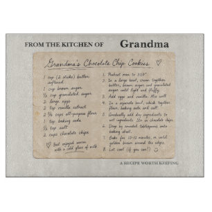Personalized Handwritten Family Recipe Glass Cutti Cutting Board