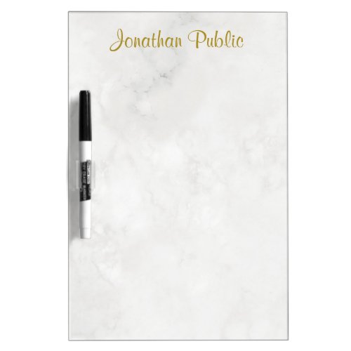 Personalized Handwritten Gold Script White Marble Dry Erase Board