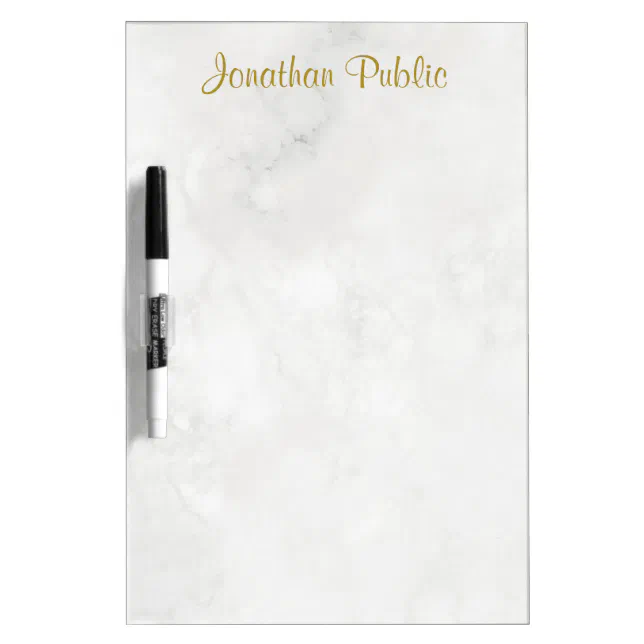 Personalized Handwritten Gold Script White Marble Dry Erase Board Zazzle