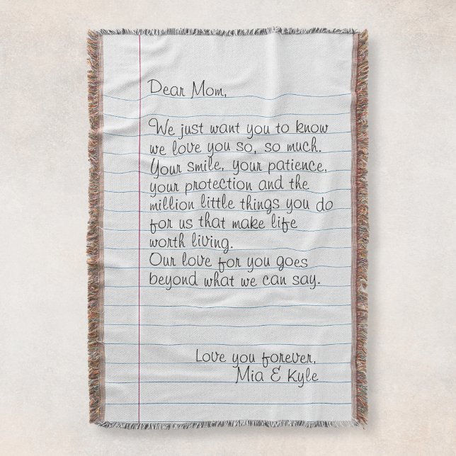 Personalized Handwritten Letter Love Message Mom Throw Blanket (Creator Uploaded)