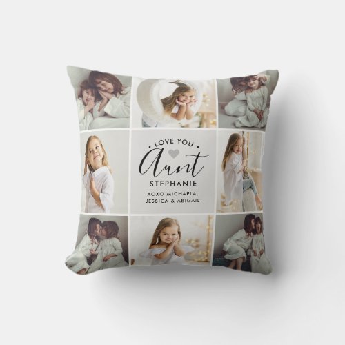 Personalized pillow with 8 pictures surrounding text - mother's day gift ideas for aunts 