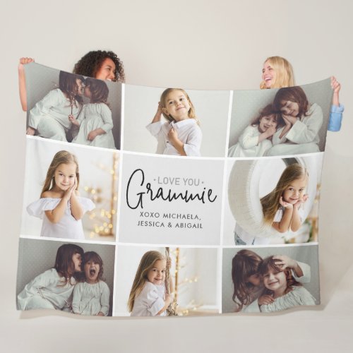 Personalized Handwritten Love You Grammie 8_Photo Fleece Blanket