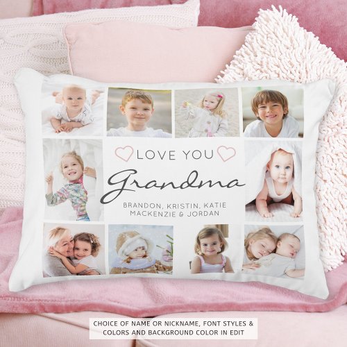 Personalized Handwritten Love You Grandma 10 Photo Accent Pillow