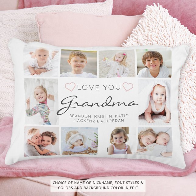 Personalized Handwritten Love You Grandma 10 Photo Accent Pillow (Creator Uploaded)