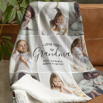 Personalized Handwritten Love You Grandma 8-Photo Sherpa Blanket