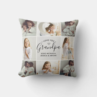 Personalized Handwritten Love You Grandpa 16-Photo Throw Pillow