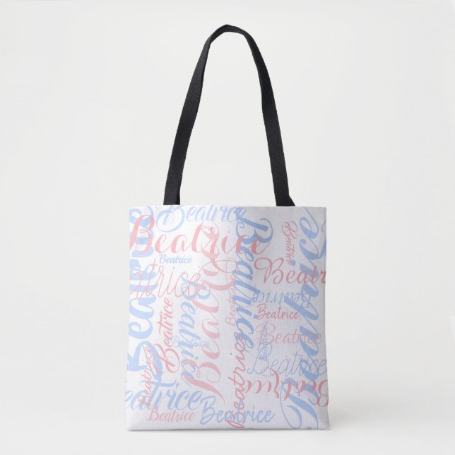 personalized handwritten names, typography tote bag (Front)