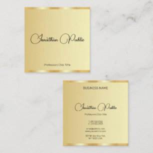 Personalized Handwritten Script Faux Gold Template Square Business Card