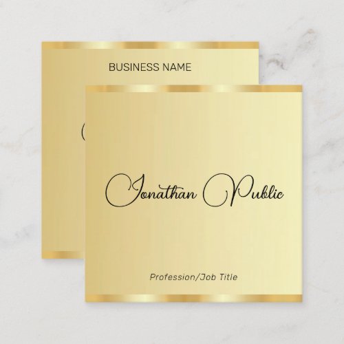 Personalized Handwritten Script Faux Gold Template Square Business Card