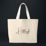 Personalized Handwritten Script Name Bridesmaid  Large Tote Bag<br><div class="desc">A handwritten style script name personalized tote bag for your bridesmaids,  with a cute little red heart interacting with the typography. You may use the design tool to click on the heart and move it around to suit your own aesthetic for this design,  or leave it as is.</div>