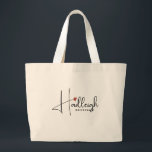 Personalized Handwritten Script Name Bridesmaid  Large Tote Bag<br><div class="desc">A handwritten style script name personalized tote bag for your bridesmaids,  with a cute little red heart interacting with the typography. You may use the design tool to click on the heart and move it around to suit your own aesthetic for this design,  or leave it as is.</div>
