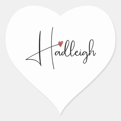 Personalized Handwritten Script Name  Heart Sticker