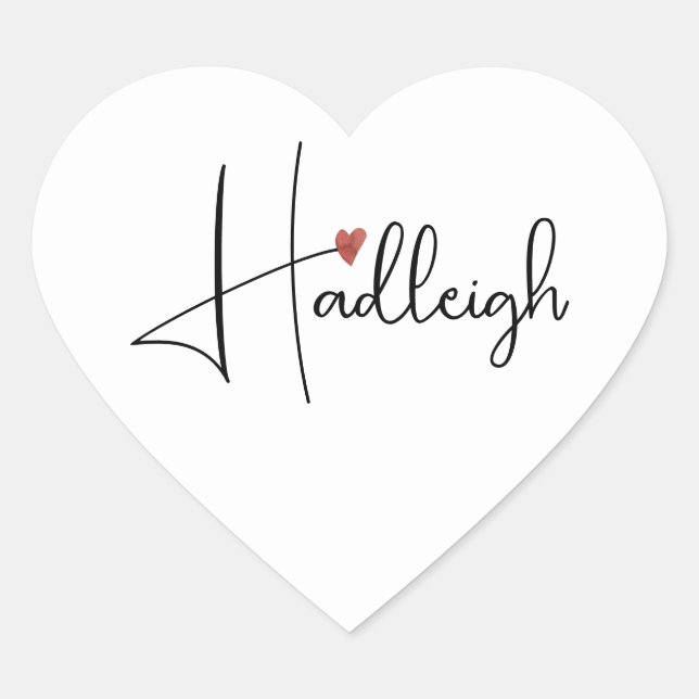 Personalized Handwritten Script Name  Heart Sticker (Front)