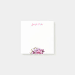 Personalized Handwritten Script Watercolor Floral Post-it Notes