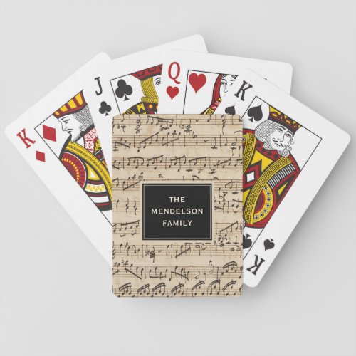 Personalized Handwritten Vintage Sheet Music  Playing Cards