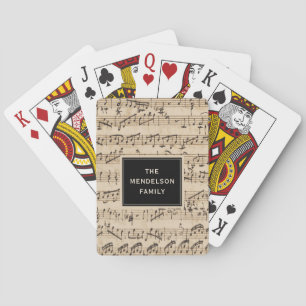 Personalized Handwritten Vintage Sheet Music Poker Cards