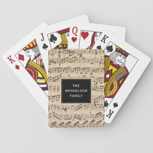 Personalized Handwritten Vintage Sheet Music  Poker Cards