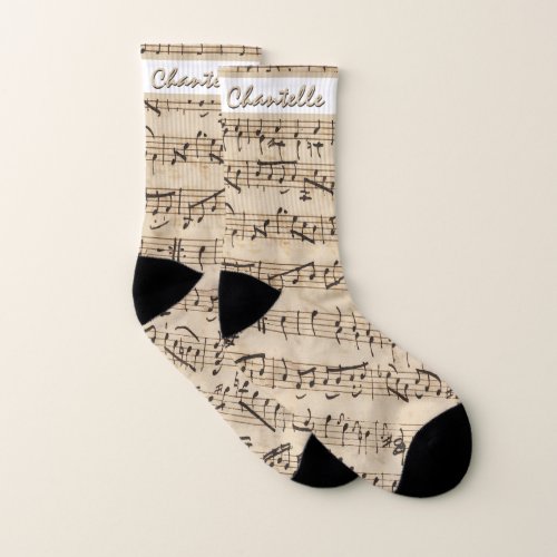 Personalized Handwritten Vintage Sheet Music Sock Socks