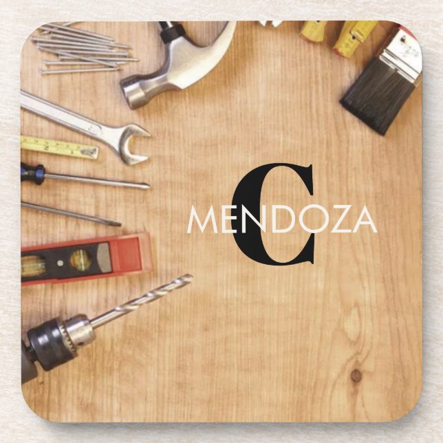 Personalized Handyman Carpenter Custom Name  Beverage Coaster (Front)