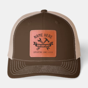 Personalized Handyman Construction Company Gift Leather Patch Hat