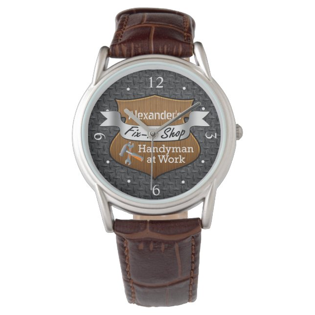 Personalized Handyman Fix-It Custom Name Men's Watch (Front)