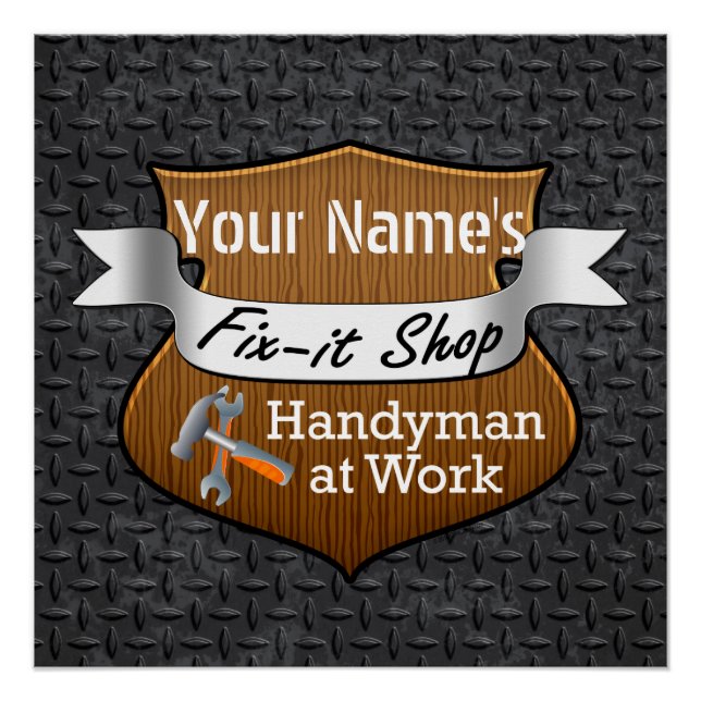 Personalized Handyman Fix-It Custom Name Poster (Front)