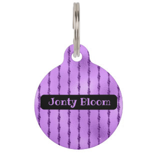 Personalized Hanging Beads Amethyst Purple Pet ID Tag