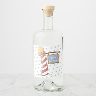 Personalized Hanging Sign Striped Pole Holiday Liquor Bottle Label