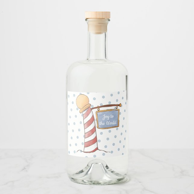 Personalized Hanging Sign Striped Pole Holiday    Liquor Bottle Label (Front)