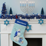Personalized Hanukkah Blue Snowman Watercolor Small Christmas Stocking<br><div class="desc">This design was created though digital art. It may be personalized in the area provided or customizing by choosing the click to customize further option and changing the name, initials or words. You may also change the text color and style or delete the text for an image only design. Contact...</div>