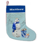 Personalized Hanukkah Blue Snowman Watercolor