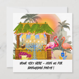 Personalized Hanukkah Card – Beach Theme Tiki Bar 