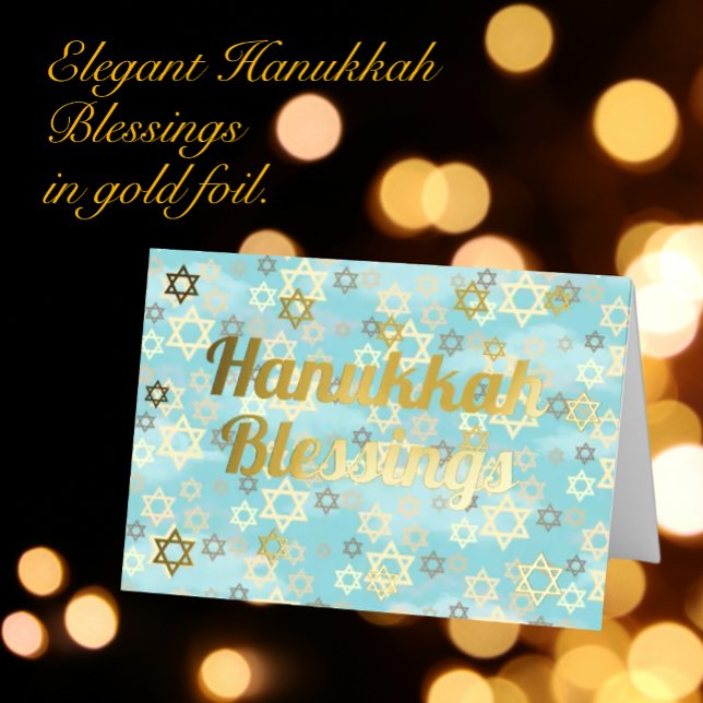 Personalized Hanukkah Elegant Modern Gold Foil  Foil Holiday Card (Scroll down to see just how beautiful and elegant this foil lettering is)