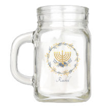 Personalized Hanukkah / Festival of Lights Menorah Mason Jar