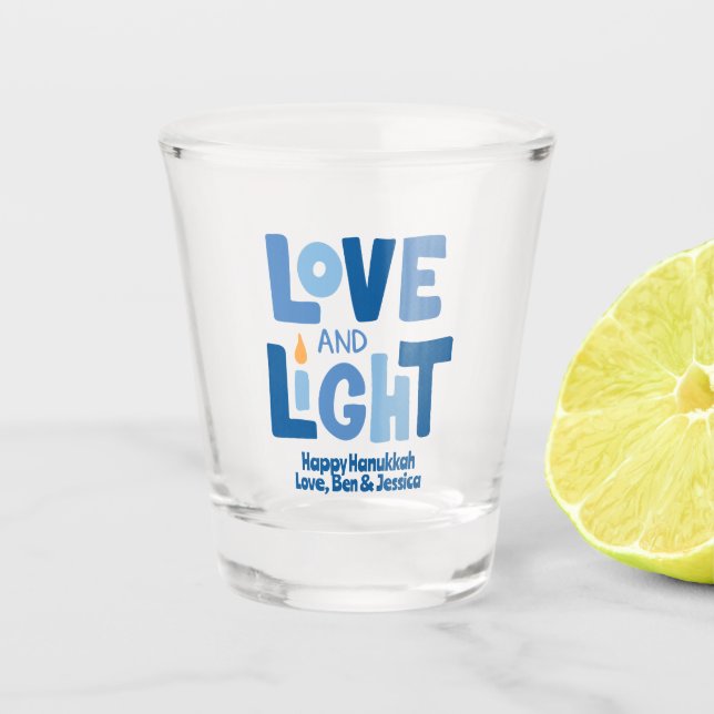 Personalized Hanukkah Love & Light Shot Glass (Front)