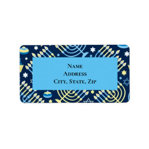 Personalized Hanukkah Menorah Star of David  Label