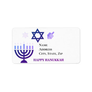 Personalized Hanukkah Modern Menorah Star of David Label