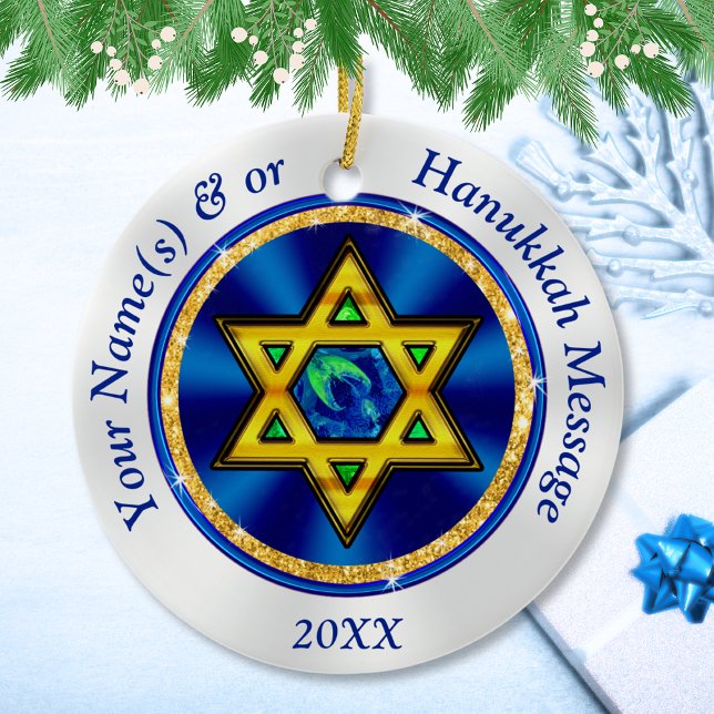Personalized, Hanukkah Ornaments for a Tree, (Hanukkah Ornaments. Inexpensive Hanukkah Gifts. Hanukkah gifts for adults. Hanukkah gifts each day.)
