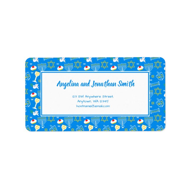 Personalized Hanukkah Pattern Label (Front)