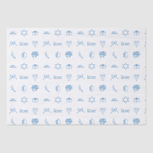 Personalized Hanukkah Preppy Sweet Tissue Paper (Front)
