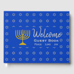 Personalized HANUKKAH Welcome Guest Book<br><div class="desc">Personalized HANUKKAH Welcome Guest Book in mid blue Keep the memories of your special gatherings alive by collecting your guests' thoughts in this subtly stylish Hanukkah Guest Book. The placeholder text is customizable, so you can change the description, eg. to your family name, Visitors Book, etc. Suitable for Hanukkah, Weddings,...</div>