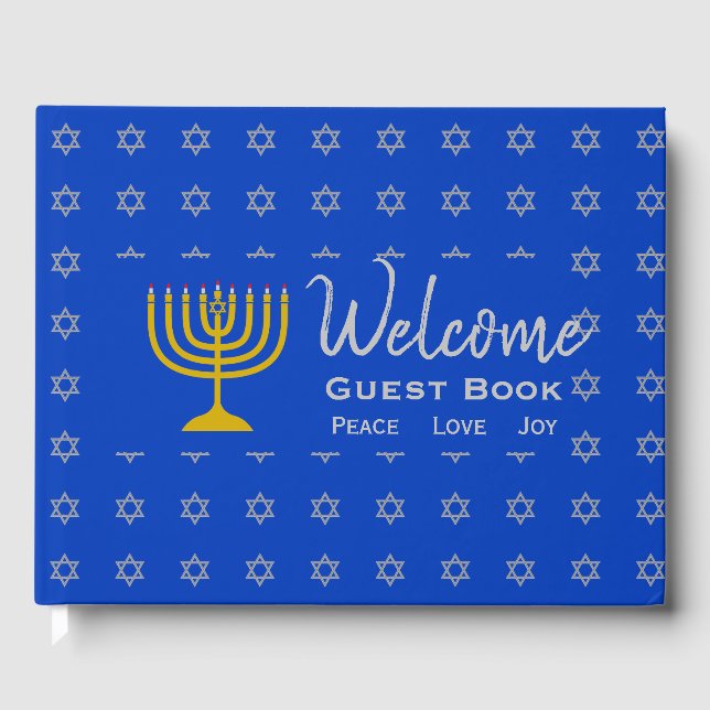 Personalized HANUKKAH Welcome Guest Book (Front)