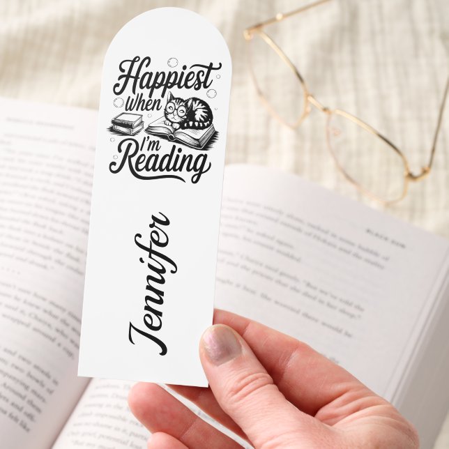 Personalized Happiest When I'm Reading Bookworm Bookmarks (Hand)