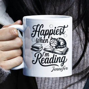 Personalized Happiest When I'm Reading Bookworm Coffee Mug
