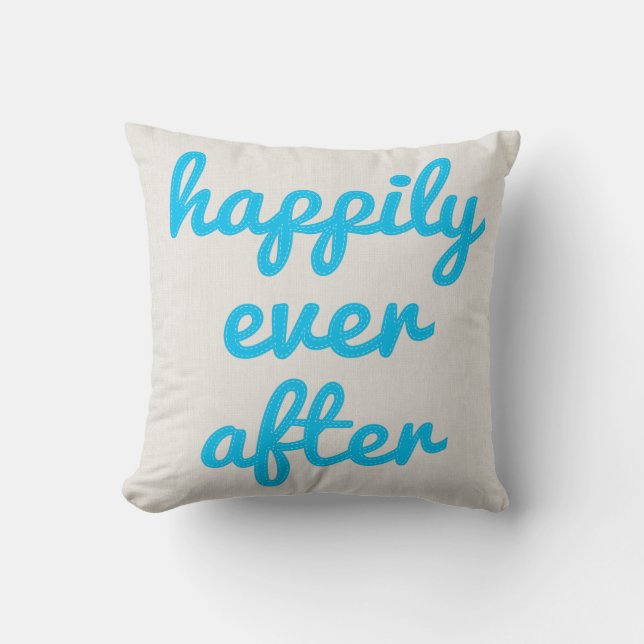 Personalized Happily Ever After Stitching Throw Pillow (Front)