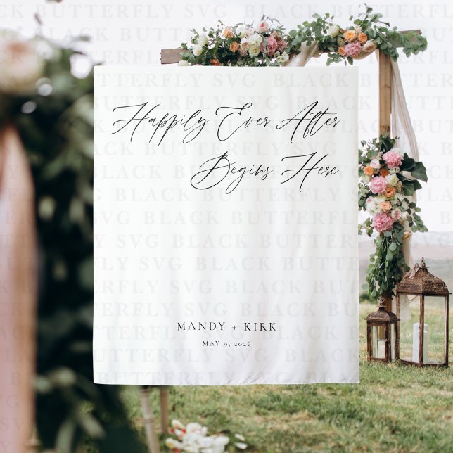 Personalized Happily Ever After Wedding Backdrop (Happily Ever After Wedding Backdrop Banner)