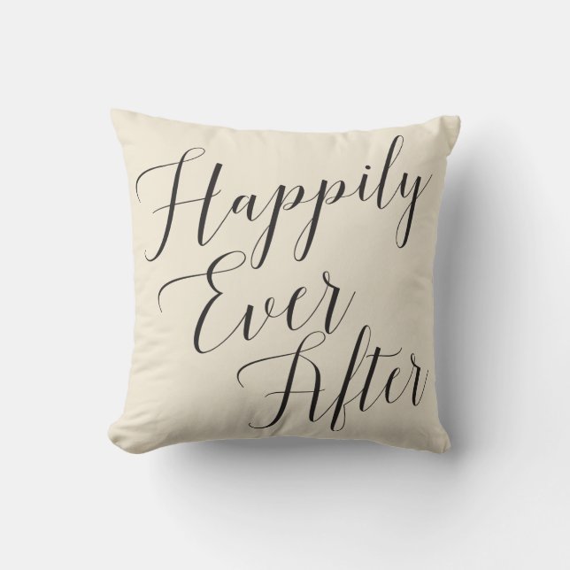 Personalized Happily Ever After Wedding Keepsake Throw Pillow (Front)