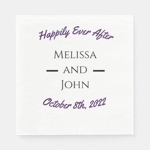 Personalized Happily Ever After Wedding Napkins