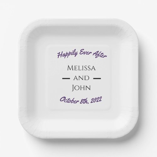Personalized Happily Ever After Wedding Paper Plates